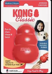 KONG Classic Medium Treat Stuffable Durable Dog Fetch & Chew Toy