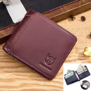 BULLCAPTAIN Genuine Leather Trifold Wallet Mens Large Capacity Credit Card Holder with 14 Card Slots Slim Design Short W