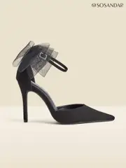 Sosandar Black Bow Detail Ankle Strap Court Shoes (AW0883) | $159