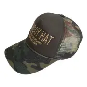 Anthropologie Camouflage Camo Trucker Hat Cowboy Logo Green Hat Snapback New