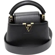 Louis Vuitton Handbag Torillon Leather Noir Gold Hardware Capucine Mini 2Way M56