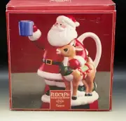LENOX HOLIDAY SANTA AND RUDOLPH TEAPOT RED-NOSED REINDEER NEW
