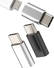 Micro USB Female to USB C Male Adapter(3Pack)for iPhone 15 16 Pro Max for iPad Charger Type C Charging Converter Connector Compatible for Samsung Cellphone Portable Cable Plug Charge Extension Devices
