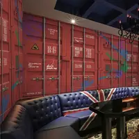 在飛比找樂天市場購物網優惠-3D工業風復古鐵皮車廂壁畫咖啡廳背景墻壁紙8d奶茶店壁紙餐廳