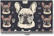 [VFMKT] Slim Metal Business Card Holder Portable Business Card Case Pocket Name Card Holder I Love French Bulldog Wallet for Men Women Office Travel