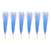 6 Pcs 17 Inch Faux Pampas Grass Artificial Boho Decor Gradient Peacock Blue