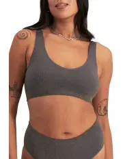 [Bonds] Retro Rib Seamless Deep V Crop in Iron Ore / Pure Gold