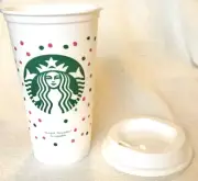 Starbucks Limited Edition Pink & Green Polka Dot Reusable Re-enjoyable To-Go Cup
