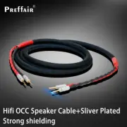 Pair Speaker Cable Silver Plated OCC Copper Line with Gold Plated Banana Plugs