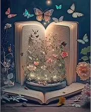 MOGTAA Butterfly in Book Diamond Painting Kits for Adults, Full Drill Flowers Diamond Art Kits for Kids Beginner, DIY 5D Book Diamond Dots Kit Crystal Crafts for Home Art Decor 12x16 Inch