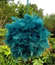 Feather Pom Poms Kissing Ball Decorate Ball Chandelle Ball 12 inchesTeal(GA,USA)