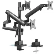 Brateck Triple Monitor Aluminum Slim Pole Held Mechanical Spring Monitor Arm Fit