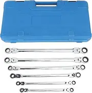 6pcs Flex Head Ratcheting Wrench Set Metric 8‑19mm CRV Steel Extra Long Double Box End Ratchet Wrench for Repair