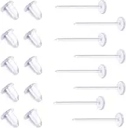 Cooplay 3mm Invisible Plastic Earrings Blank Pins Stud Tiny Head Findings DIY Supplies Back Post Earnuts Pad Nickel Free