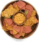 Acacia Wood Chip and Dip Specialty Salsa Bowl Plate Tray ( 10' D x 1.5" Thick