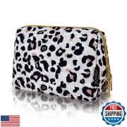 Aosbos Small Leopard Print Makeup Pouch - Travel Size Cosmetic Bag for Women