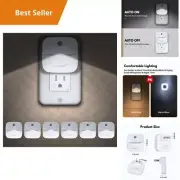 6x Plug-in Night Lights, LED Automatic Dusk to Dawn Sensor, Glare-Free, Energy E