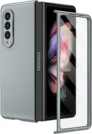 [Ruky] for Galaxy Z Fold 3 Case, Full Body [with Built-in Screen Protector] Hard PC Ultra-Thin Anti-Scratches Shockproof Protective Phone Case for Samsung Galaxy Z Fold 3 - Light Sliver