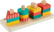 Fisher-Price Toddler Sorting Toy Wooden Shape Stacker, 13 Wood Pieces for Fin...