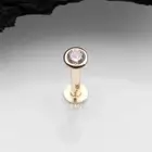 14 Karat Gold Bezel Set Gem Top Threadless Push-In Flat Back Stud Labret