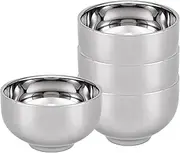 ZGWANSUI 17OZ Durable Stainless Steel Cereal Bowls, Double-Walled Insulated Soup Bowls, Unbreakable Rice Bowls, Mixing Serving Bowl for Salad Dessert Noodles Pasta, Dishwasher Safe, 4 Pack