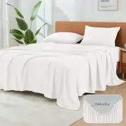 4-Pcs King Size Sheets Set, 16-Inch Deep Pocket King Sheets with Elastic