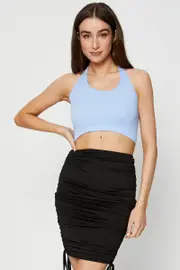 Blue Crop Top Halter Neck Seamless - Size M, Women's Singlet