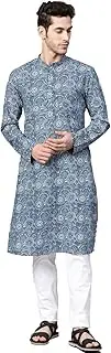 [See Designs] Men's Blue Indigo Hand Block Print Straight Sustainable Kurta with Pyjamas