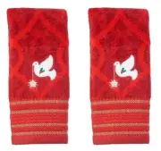 St Nicholas Square Christmas Decorative Dove Plush Bath Fingertip Towels 2-pk.