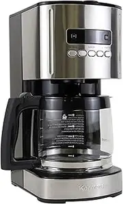 Kenmore 12-Cup Drip Coffee Maker Machine, 1.8L Programmable Filter Coffee Machine with Timer, Fast Brewing Technology, Reusable Filter, Glass Carafe, Digital Display, Charcoal Water Filter,Black