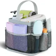 Mesh Shower Caddy Portable for College Dorm Room Essentials,Portable Shower Caddy Dorm with 8-Pocket Large Capacity,Shower Bag for Beach,Swimming,Gym (Grey)