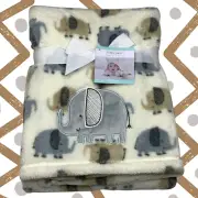 NEW Elephants Plush Baby Blanket Animal Print Zoo Jungle Elephant Toddler Gear