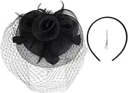 [DEARMAMY] Elegant Bridal Headdress Tea Party Headband Women Fascinator Headband Wedding Bride Hat Elastic Headb Black