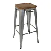Bolero High Metal Bar Stools with Wooden Seat Pad - Cafe Bar Stools (GM638) - GM638