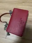Prada Saffiano Chrome Mini Shoulder Bag Red