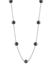 Splendid Pearls Rhodium Plated Silver 8-8.5mm Pearl Necklace