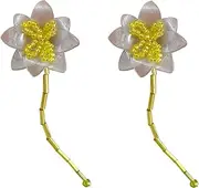 [RYEPOLNIX] Handmade Earrings Yellow Gerbera Flower Beaded Tassel Stud Earrings Summer Beach Sweet Cute Cool Girls Party Earrings/630