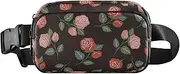 [Amooorous] Vintage Red Rose Stylish Waist Bag Fanny Pack for Men Women Mini Crossbody Belt Bag with Adjustable Strap for Travel Shopping Running, Vintage Red Rose, 1 size