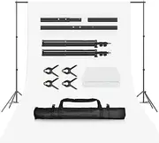EMART Backdrop Stand Kit 2X2m/ 6.5X6.5ft Photography Back Drop Support with White Background Carrying Bag and 4 Spring Clamps for Photo Decoration Party Studio Video