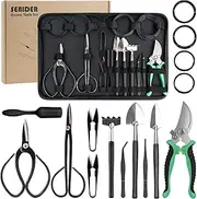 Bonsai Tree Kit Bonsai Tools Set Succulent Kit 16PCS Garden Hand Tool Set Include Pruning Shears, Carbon Steel Bonsai Scissors, Bonsai Starter Kit Gardening Trimming Tools