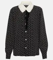 [Alessandra Rich] Alessandra Rich Polka-dot silk-blend blouse AU 6 black