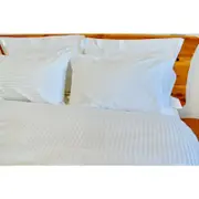 1250 TC White Stripe King Cotton Bed Sheet Set