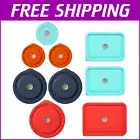 Durable Silicone Lids for Pyrex 7202-PC to 7211-PC - 9 Colorful Covers