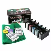 Poker Chips Set Box Texas Hold’em Blackjack 200PCS Casino Dice Card &Party Game