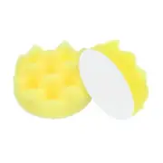 2pcs Buffing Sponge Pads 3" Polishing Wheel Waffle Finishing Grip Pad, Yellow