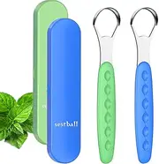 2021 New Version Tongue Scraper Cleaner for Adults & Kids, Medical Grade Metal Tongue Brushes Set for Fresh Breath Dental Eliminate Bad Breath in Seconds (2 pcs)