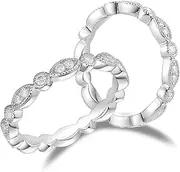 [DovEggs] 0.37CTW GHI 1.4mm Moissanite Lab Created Diamond Full Eternity Wedding Band Sterling Silver for Women with 2.6mm Width