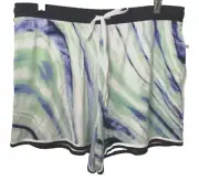 SECRET TREASURES MIX & MATCH SOFT Blue Swirl Print Elastic Waist Shorts Sz S
