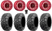 Fuel Rincon Beadlock 15" Wheels Red 28" Sniper 920 Tires Polaris Ranger XP 9/1K