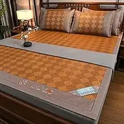 Carbonized Bamboo Summer Sleeping Mat,Foldable Rattan Mattress,Breathable Carbonized Summer Rattan Sleeping Mat,Bamboo Bed Mat